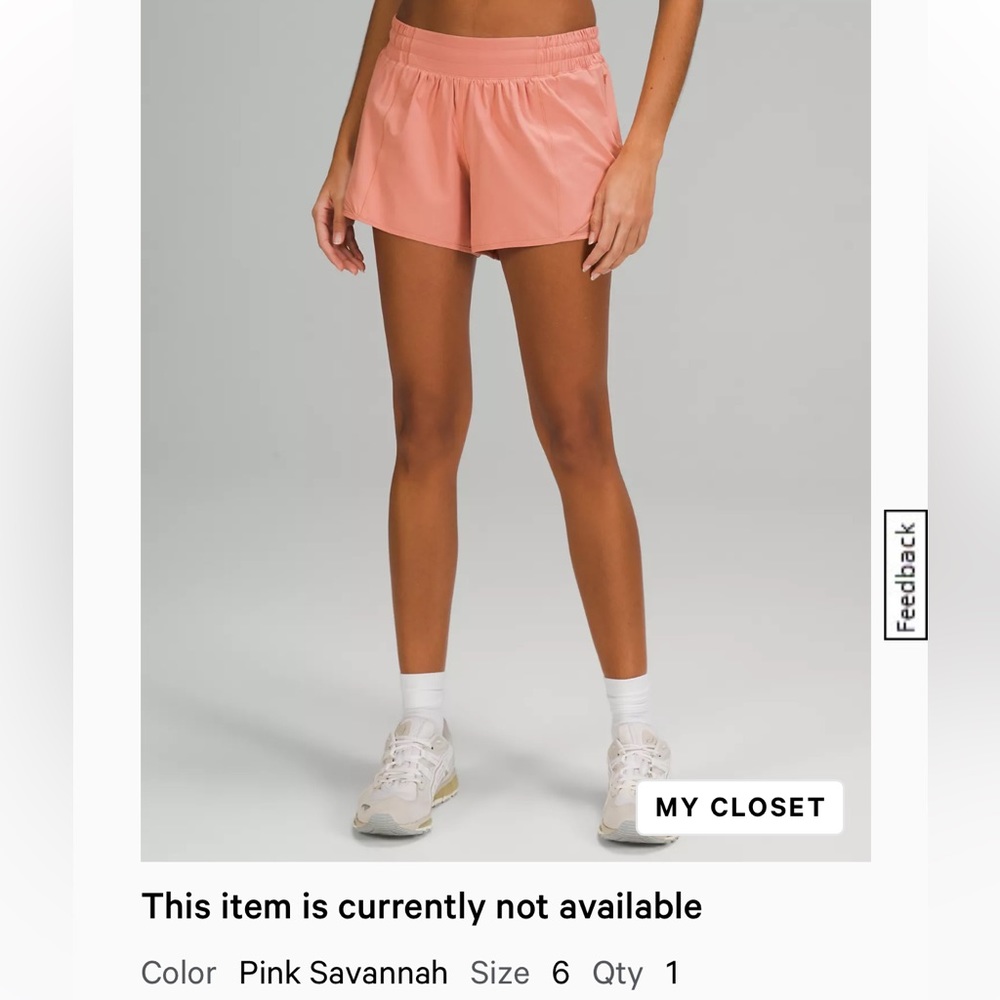 NWT lululemon hotty hot shorts 4” pink savannah size 6